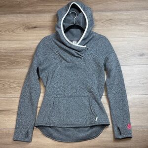 Stio Gray Hooded Funnel Neck Pullover with White Trim